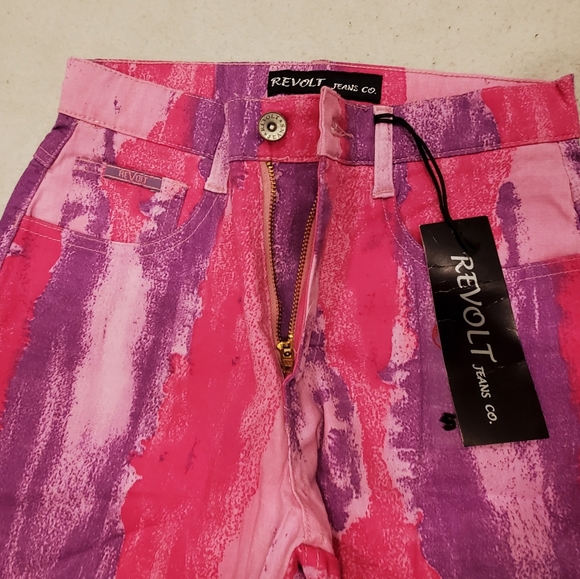 New Revolt Jeans Pink Tie-Dye Bootcut Pants 7/8 - Picture 2 of 5